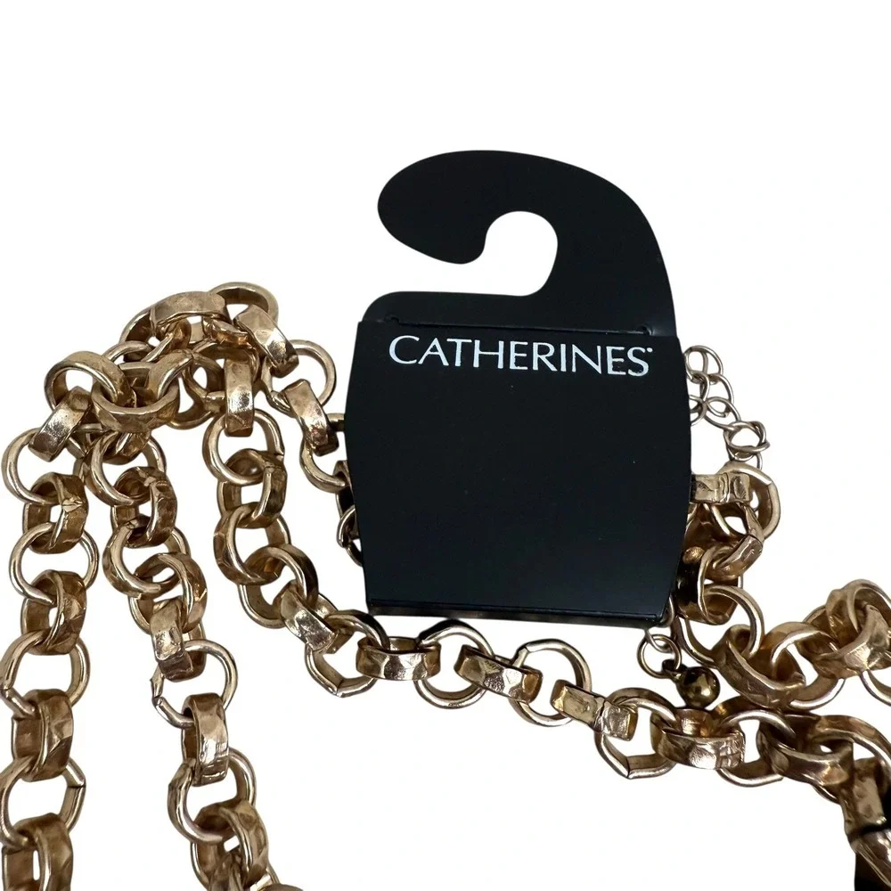 Catherines Womens Long Statement Necklace Gold Chain Link Chunky Bold 21 in